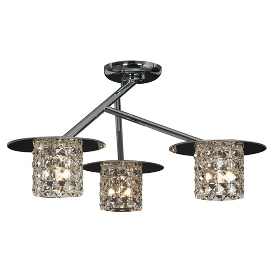 Foto para 180w (3 x 60) Prizm G9 G9 Halogen Damp Location Chrome Clear Crystal Semi Flush