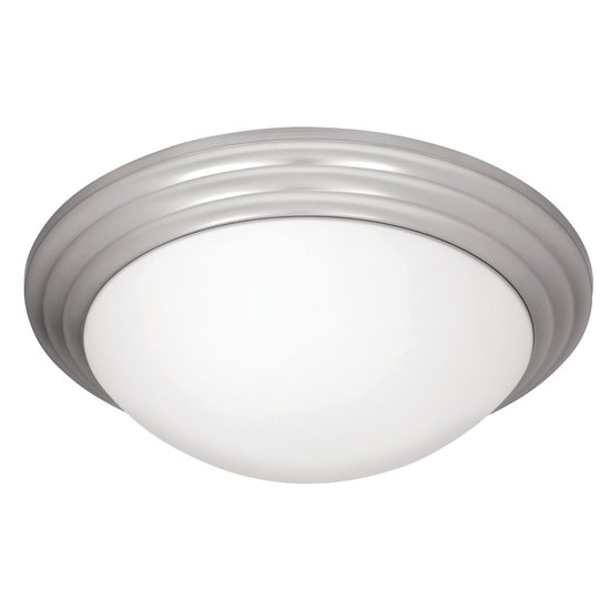 Foto para 180w (3 x 60) Strata E-26 A-19 Incandescent Damp Location Brushed Steel Opal Flush-Mount