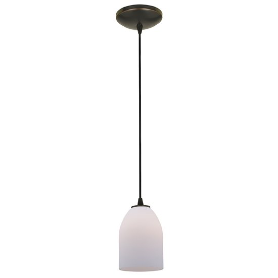 Foto para 18w Bordeaux Glass Pendant GU-24 Spiral Fluorescent Dry Location Oil Rubbed Bronze Opal Glass 7.5"Ø5.25" (CAN 1.25"Ø5.25")