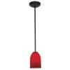 Foto para 18w Bordeaux Glass Pendant GU-24 Spiral Fluorescent Dry Location Oil Rubbed Bronze Red Glass 7.5"Ø5.25" (CAN 1.25"Ø5.25")