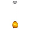 Foto para 18w Brandy FireBird Glass Pendant GU-24 Spiral Fluorescent Dry Location Brushed Steel Amber Sky Glass 9"Ø6" (CAN 1.25"Ø5.25")