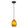 Foto para 18w Brandy FireBird Glass Pendant GU-24 Spiral Fluorescent Dry Location Oil Rubbed Bronze Amber Sky Glass 9"Ø6" (CAN 1.25"Ø5.25")