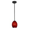 Foto para 18w Brandy FireBird Glass Pendant GU-24 Spiral Fluorescent Dry Location Oil Rubbed Bronze Red Sky Glass 9"Ø6" (CAN 1.25"Ø5.25")