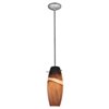 Foto para 18w Cabernet Glass Pendant GU-24 Spiral Fluorescent Dry Location Brushed Steel Amber Slate Glass 12"Ø4.9" (CAN 1.25"Ø5.25")