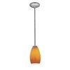 Foto para 18w Champagne Glass Pendant GU-24 Spiral Fluorescent Dry Location Brushed Steel Maya Glass 9"Ø5" (CAN 1.25"Ø5.25")