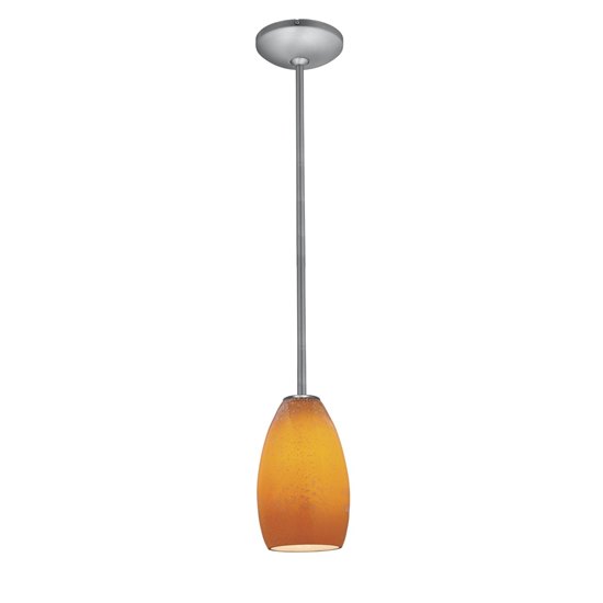 Foto para 18w Champagne Glass Pendant GU-24 Spiral Fluorescent Dry Location Brushed Steel Maya Glass 9"Ø5" (CAN 1.25"Ø5.25")