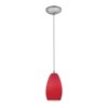 Foto para 18w Champagne Glass Pendant GU-24 Spiral Fluorescent Dry Location Brushed Steel Red Glass 9"Ø5" (CAN 1.25"Ø5.25")