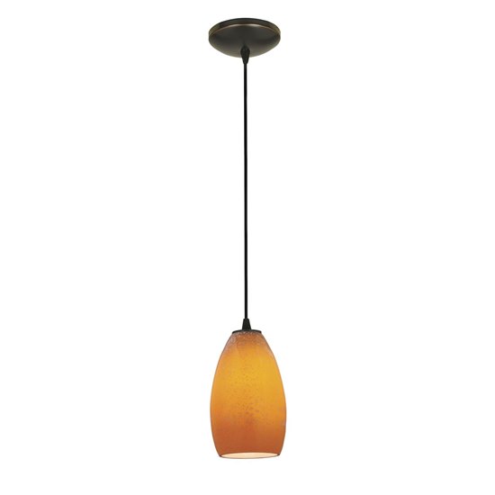 Foto para 18w Champagne Glass Pendant GU-24 Spiral Fluorescent Dry Location Oil Rubbed Bronze Maya Glass 9"Ø5" (CAN 1.25"Ø5.25")