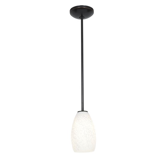 Foto para 18w Champagne Glass Pendant GU-24 Spiral Fluorescent Dry Location Oil Rubbed Bronze White Stone Glass 9"Ø5" (CAN 1.25"Ø5.25")