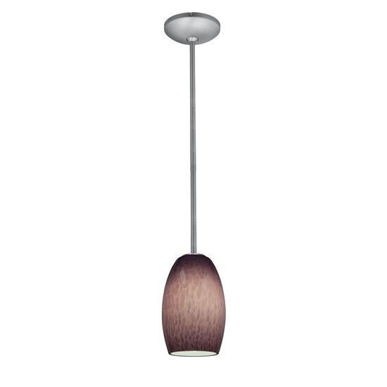 Foto para 18w Chianti Glass Pendant GU-24 Spiral Fluorescent Dry Location Brushed Steel Purple Cloud Glass 7.25"Ø4.75" (CAN 1.25"Ø5.25")