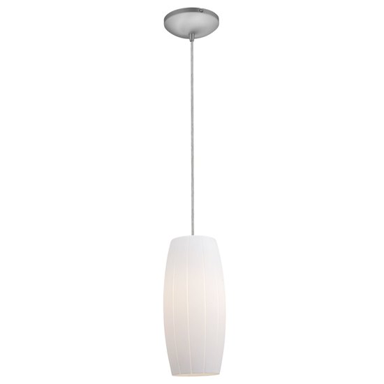 Foto para 18w Cognac Glass Pendant GU-24 Spiral Fluorescent Dry Location Brushed Steel White Glass 10.25"Ø4.75" (CAN 1.25"Ø5.25")