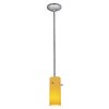 Foto para 18w Cylinder Glass Pendant GU-24 Spiral Fluorescent Dry Location Brushed Steel Amber Glass 10"Ø4" (CAN 1.25"Ø5.25")