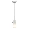 Foto para 18w Cylinder Glass Pendant GU-24 Spiral Fluorescent Dry Location Brushed Steel Opal Glass 10"Ø4" (CAN 1.25"Ø5.25")