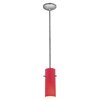 Foto para 18w Cylinder Glass Pendant GU-24 Spiral Fluorescent Dry Location Brushed Steel Red Glass 10"Ø4" (CAN 1.25"Ø5.25")