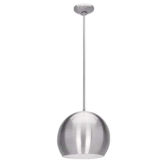 Foto para 18w DecoBall GU-24 Spiral Fluorescent Dry Location Brushed Steel Ball Pendant 14" (CAN 1.25"Ø4.88")