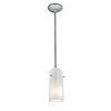 Foto para 18w Glass`n Glass  Cylinder Pendant GU-24 Spiral Fluorescent Dry Location Brushed Steel Clear Opal Glass 10"Ø4.5" (CAN 1.25"Ø5.25")