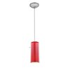 Foto para 18w Glass`n Glass  Cylinder Pendant GU-24 Spiral Fluorescent Dry Location Brushed Steel Clear Red Glass 10"Ø4.5" (CAN 1.25"Ø5.25")