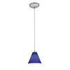 Foto para 18w Martini Glass Pendant GU-24 Spiral Fluorescent Dry Location Brushed Steel Cobalt Glass 6"Ø7" (CAN 1.25"Ø5.25")