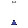 Foto para 18w Martini Glass Pendant GU-24 Spiral Fluorescent Dry Location Brushed Steel Cobalt Glass 6"Ø7" (CAN 1.25"Ø5.25")