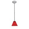 Foto para 18w Martini Glass Pendant GU-24 Spiral Fluorescent Dry Location Brushed Steel Red Glass 6"Ø7" (CAN 1.25"Ø5.25")