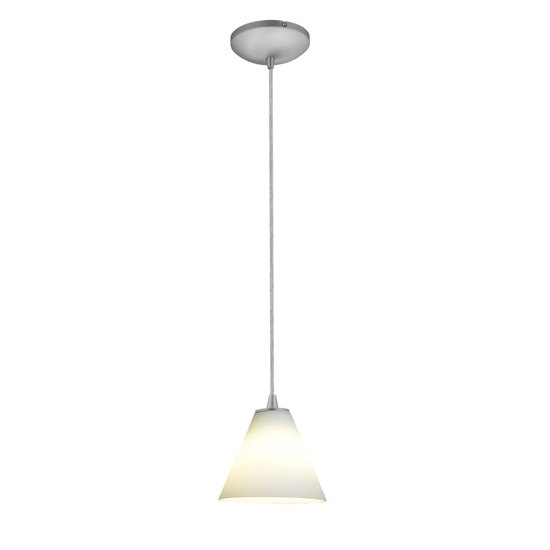 Foto para 18w Martini Glass Pendant GU-24 Spiral Fluorescent Dry Location Brushed Steel White Glass 6"Ø7" (CAN 1.25"Ø5.25")