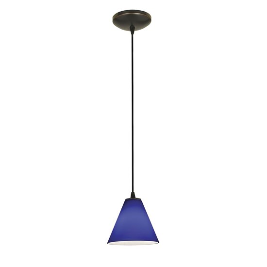 Foto para 18w Martini Glass Pendant GU-24 Spiral Fluorescent Dry Location Oil Rubbed Bronze Cobalt Glass 6"Ø7" (CAN 1.25"Ø5.25")