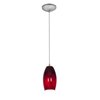 Foto para 18w Merlot Glass Pendant GU-24 Spiral Fluorescent Dry Location Brushed Steel Red Sky Glass 8"Ø3.5" (CAN 1.25"Ø5.25")