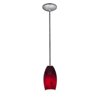 Foto para 18w Merlot Glass Pendant GU-24 Spiral Fluorescent Dry Location Brushed Steel Red Sky Glass 8"Ø3.5" (CAN 1.25"Ø5.25")