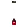 Foto para 18w Merlot Glass Pendant GU-24 Spiral Fluorescent Dry Location Oil Rubbed Bronze Red Sky Glass 8"Ø3.5" (CAN 1.25"Ø5.25")