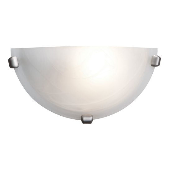 Foto para 18w Mona GU-24 Spiral Fluorescent Dry Location Brushed Steel Alabaster Wall Sconce (CAN 9.6"x4.75"x0.9")