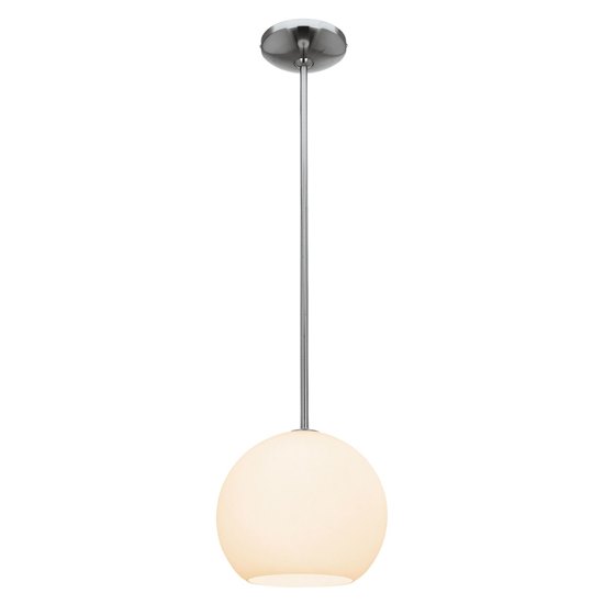 Foto para 18w Nitrogen GU-24 Spiral Fluorescent Dry Location Brushed Steel Opal Ball Pendant 8" (CAN 1.25"Ø5.25")