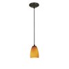 Foto para 18w Sherry Glass Pendant GU-24 Spiral Fluorescent Dry Location Oil Rubbed Bronze Amber Glass 6"Ø4.5" (CAN 1.25"Ø5.25")