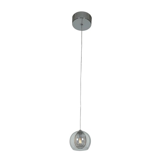 Foto para 20w Aeria G4 Bi-Pin Halogen Damp Location Chrome Metal foil encapsulated in clear glass pendant (CAN 4"Ø5")