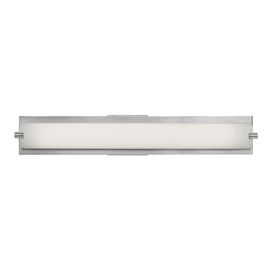 Foto para 24w Geneva Bi-Pin T-5 HO Linear Fluorescent Damp Location Brushed Steel Opal Wall & Vanity (CAN 25.6"x2.25"x1.25"Ø4.4")