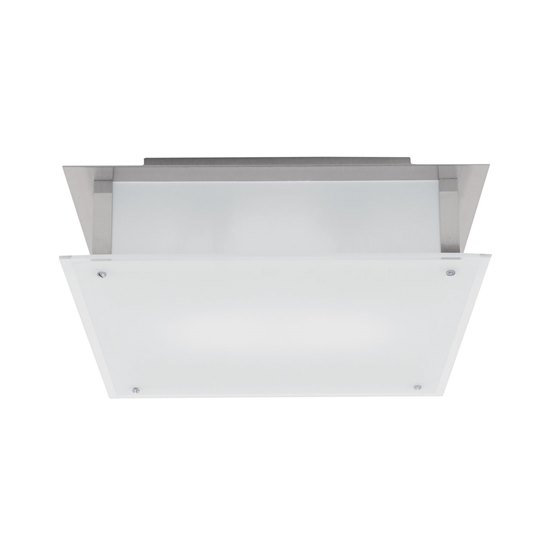 Foto para 300w (2 x 150) Vision R7s J-118 Halogen Damp Location Brushed Steel Frosted Flush-Mount 15.75"x15.75"x3.25" (CAN 12"x11.75"x1.25")