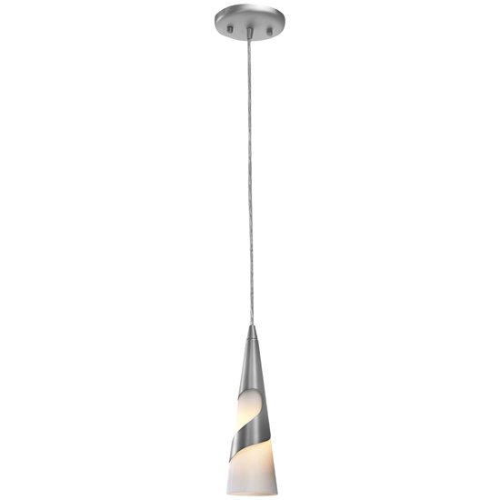 Foto para 60w Onyx E-12 B-10 Incandescent Dry Location Brushed Steel Opal Steel Wrap Pendant (CAN 1"Ø5.1")