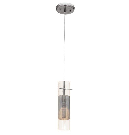 Foto para 35w Spartan GU-10 MR-16 Halogen Dry Location Brushed Steel Metal Mesh in Clear Glass Pendant (CAN 0.75"Ø5.1")