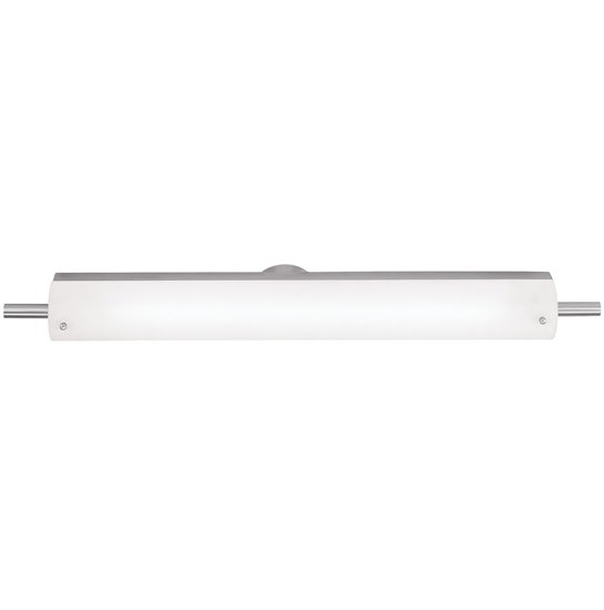 Foto para 24w Vail Bi-Pin T-5 HO Linear Fluorescent Damp Location Brushed Steel Opal Vanity & Wall Fixture 30.25"x4.25" (CAN 25.6"x3"x1.25"Ø4.4")