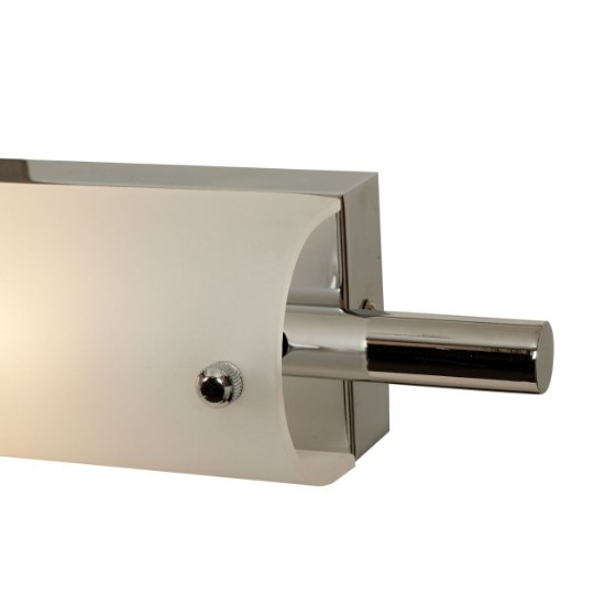 Foto para 39w Vail Bi-Pin T-5 HO Linear Fluorescent Damp Location Brushed Steel Opal Vanity & Wall Fixture (CAN 37.5"x3"x1.25"Ø4.4")