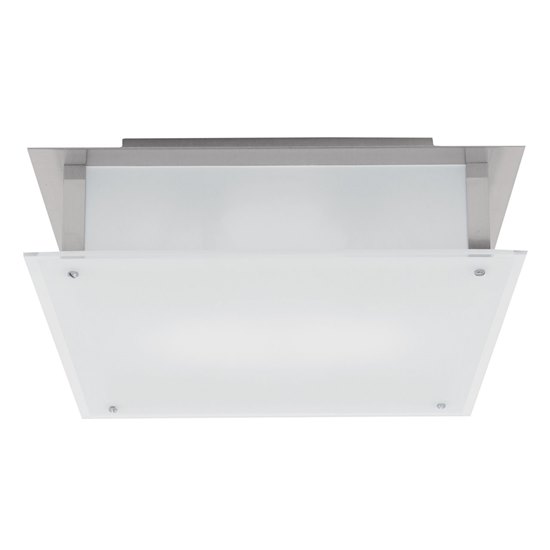 Foto para 300w (2 x 150) Vision R7s J-118 Halogen Damp Location Brushed Steel Frosted Flush-Mount 18"x18"x5.1" (CAN 13.5"x13.5"x2")