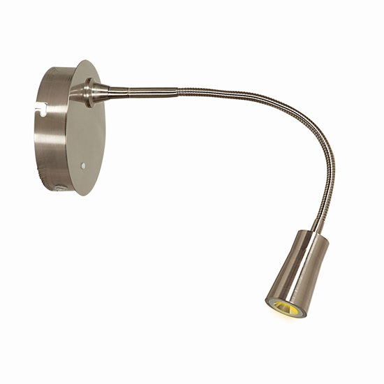 Foto para 3w Epiphanie Module LED Dry Location Brushed Steel Gooseneck Wall Lamp (CAN 0.9"Ø5")