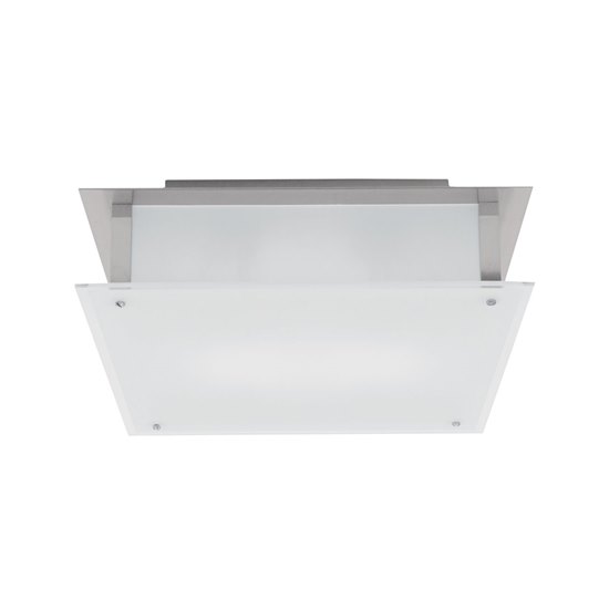 Foto para 36w (2 x 18) Vision G24q-2 Quad Fluorescent Damp Location Brushed Steel Frosted Flush-Mount 11.8"x11.8"x3.25" (CAN 7.1"x6"x1.25")