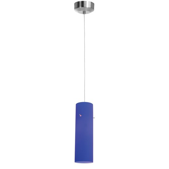 Foto para 5w Tungsten Module Dry Location Brushed Steel Cobalt LED Pendant with Anari Silk (l) Glass