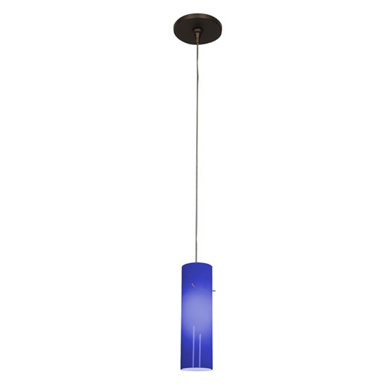 Foto para 35w Zeta GY6.35 Bi-Pin Halogen Dry Location Bronze Cobalt Low Voltage Pendant with Anari Silk (l) Glass