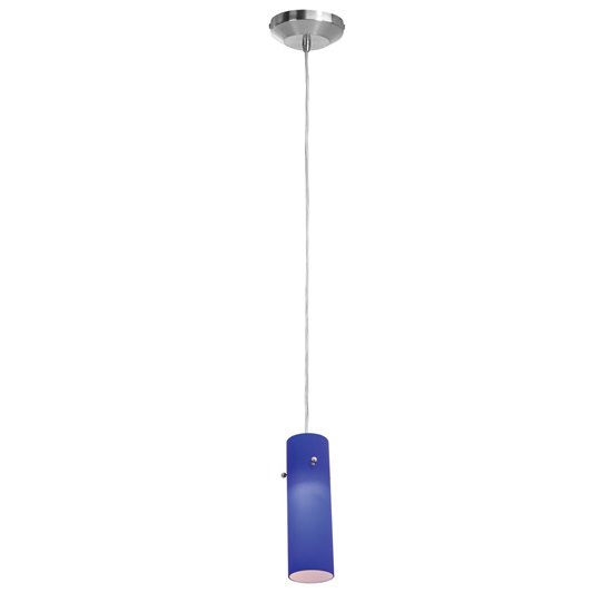 Foto para 40w Delta G9 G9 Halogen Dry Location Brushed Steel Cobalt Line Voltage Pendant with Anari Silk (l) Glass