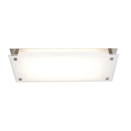 Foto para 48w (2 x 24) Vision Bi-Pin T-5 HO Linear Fluorescent Damp Location Brushed Steel Frosted Fluorescent Ceiling Wall Fixture (CAN 22.9"x4.4"x1.4")