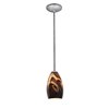 Foto para 100w Champagne Glass Pendant E-26 A-19 Incandescent Dry Location Brushed Steel Inca Glass 9"Ø5" (CAN 1.25"Ø5.25")