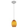 Foto para 100w Brandy FireBird Glass Pendant E-26 A-19 Incandescent Dry Location Brushed Steel Amber Firebird Glass 9"Ø6" (CAN 1.25"Ø5.25")