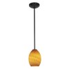 Foto para 100w Brandy FireBird Glass Pendant E-26 A-19 Incandescent Dry Location Oil Rubbed Bronze Amber Firebird Glass 9"Ø6" (CAN 1.25"Ø5.25")