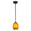 Foto para 100w Brandy FireBird Glass Pendant E-26 A-19 Incandescent Dry Location Oil Rubbed Bronze Amber Sky Glass 9"Ø6" (CAN 1.25"Ø5.25")